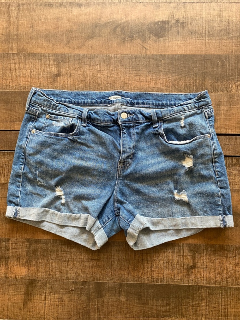 Old Navy Distressed Blue Denim Roll-Cuff Women's Shorts